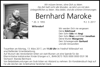 Anzeige von Bernhard Maroke von MGO