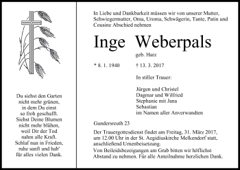 Anzeige von Inge Weberpals von MGO