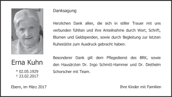 Anzeige von Erna Kuhn von MGO