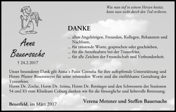 Anzeige von Anna Bauersachs von MGO