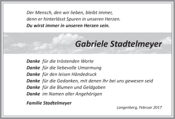 Anzeige von Gabriele Stadtelmeyer von MGO