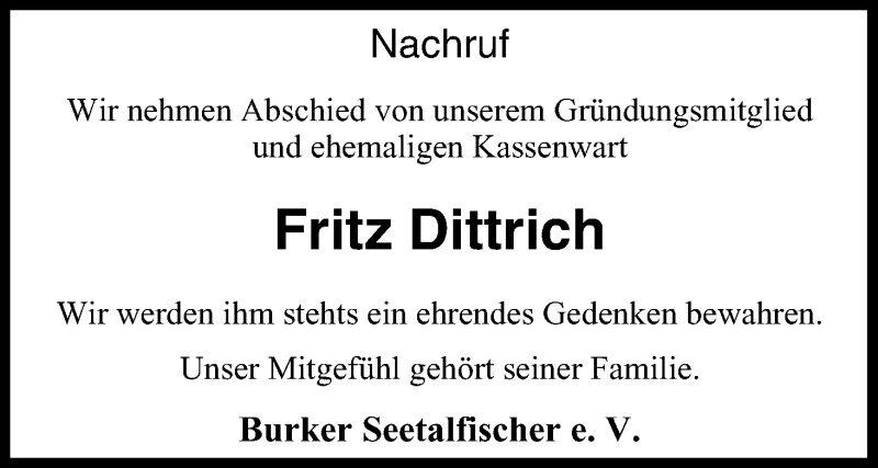  Traueranzeige für Fritz Dittrich vom 24.03.2017 aus MGO