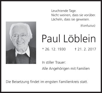 Anzeige von Paul Löblein von MGO