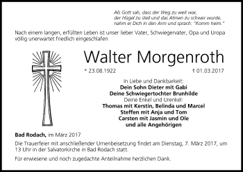 Anzeige von Walter Morgenroth von MGO