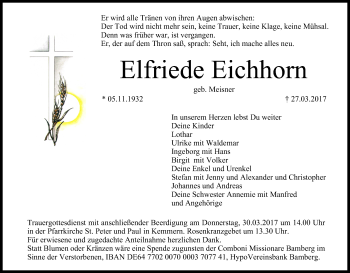 Anzeige von Elfriede Eichhorn von MGO