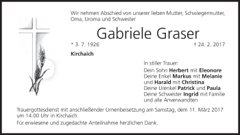 Anzeige von Gabriele Graser von MGO