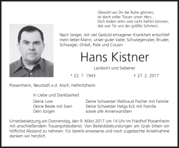 Anzeige von Hans Kistner von MGO