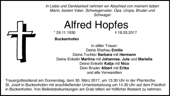 Anzeige von Alfred Hopfes von MGO