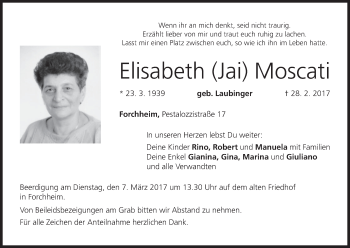 Anzeige von Elisabeth Moscati von MGO