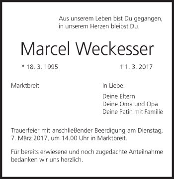 Anzeige von Marcel Weckesser von MGO