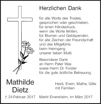 Anzeige von Mathilde Dietz von MGO