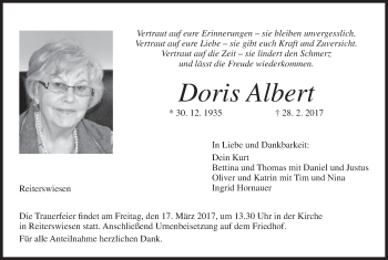 Anzeige von Doris Albert von MGO