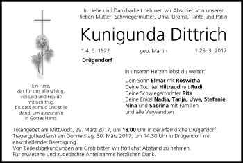 Anzeige von Kunigunda Dittrich von MGO