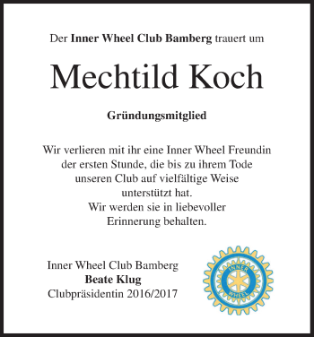 Anzeige von Mechtild Koch von MGO