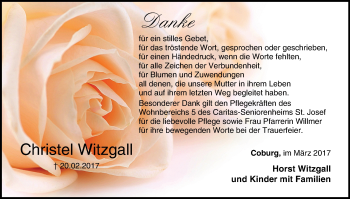 Anzeige von Christel Witzgall von MGO