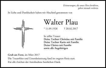 Anzeige von Walter Plau von MGO