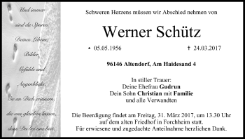 Anzeige von Werner Schütz von MGO