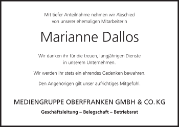 Anzeige von Marianne Dallos von MGO