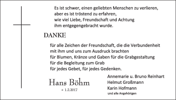 Anzeige von Hans Böhm von MGO