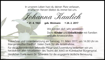 Anzeige von Johanna Kaulich von MGO