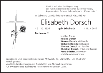 Anzeige von Elisabeth Dorsch von MGO