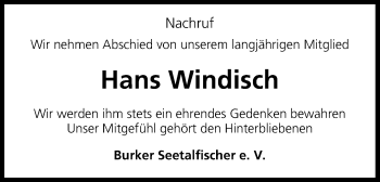 Anzeige von Hans Windisch von MGO
