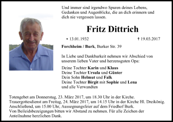 Anzeige von Fritz Dittrich von MGO
