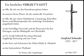 Anzeige von Gottfried Schneider von MGO