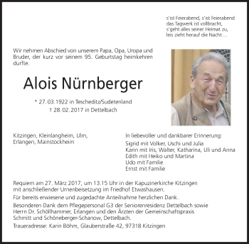 Anzeige von Alois Nürnberger von MGO
