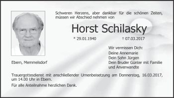 Anzeige von Horst Schilasky von MGO