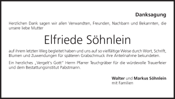 Anzeige von Elfriede Söhnlein von MGO