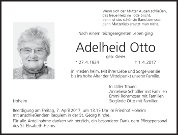 Anzeige von Adelheid Otto von MGO