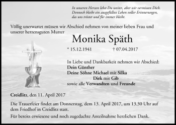 Anzeige von Monika Späth von MGO
