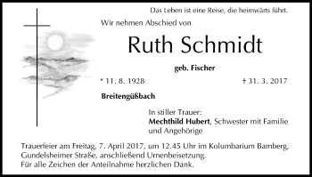 Anzeige von Ruth Schmidt von MGO