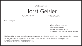Anzeige von Horst Geister von MGO