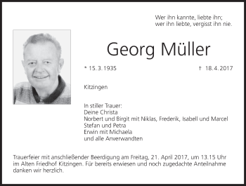 Anzeige von Georg Müller von MGO