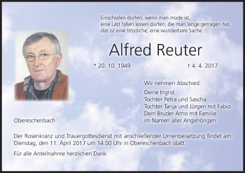Anzeige von Alfred Reuter von MGO
