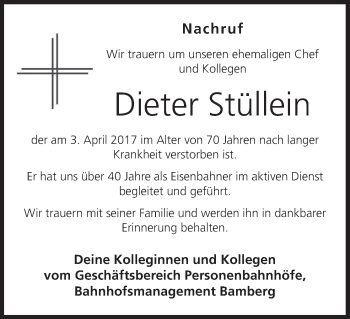 Anzeige von Dieter Stüllein von MGO