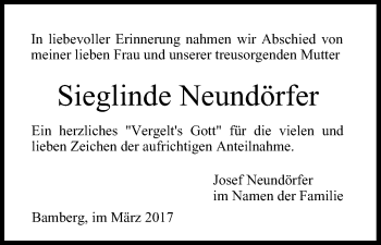 Anzeige von Sieglinde Neundörfer von MGO