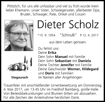 Anzeige von Dieter Scholz von MGO