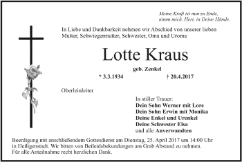 Anzeige von Lotte Kraus von MGO