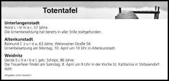 Anzeige von Totentafel vom 07.04.2017 von MGO