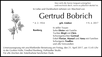 Anzeige von Gertrud Bobrich von MGO