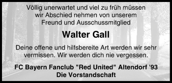 Anzeige von Walter Gall von MGO