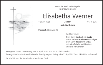 Anzeige von Elisabetha Werner von MGO