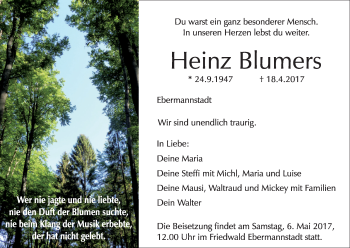 Anzeige von Heinz Blumers von MGO