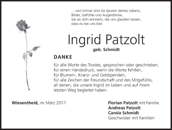 Anzeige von Ingrid Patzolt von MGO
