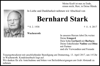Anzeige von Bernhard Stark von MGO