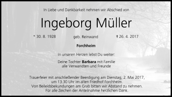 Anzeige von Ingeborg Müller von MGO
