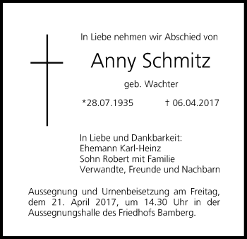 Anzeige von Anny Schmitz von MGO